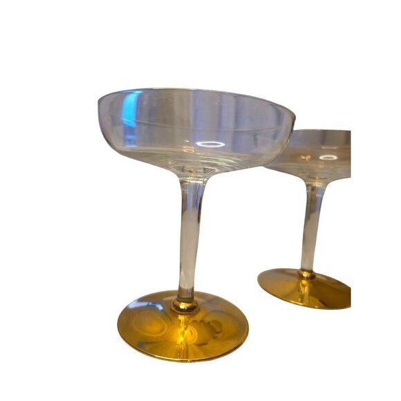 Gold-Trimmed Clear Glass Coupe Cocktail Glasses Set Of 2 - Picture 14 of 16